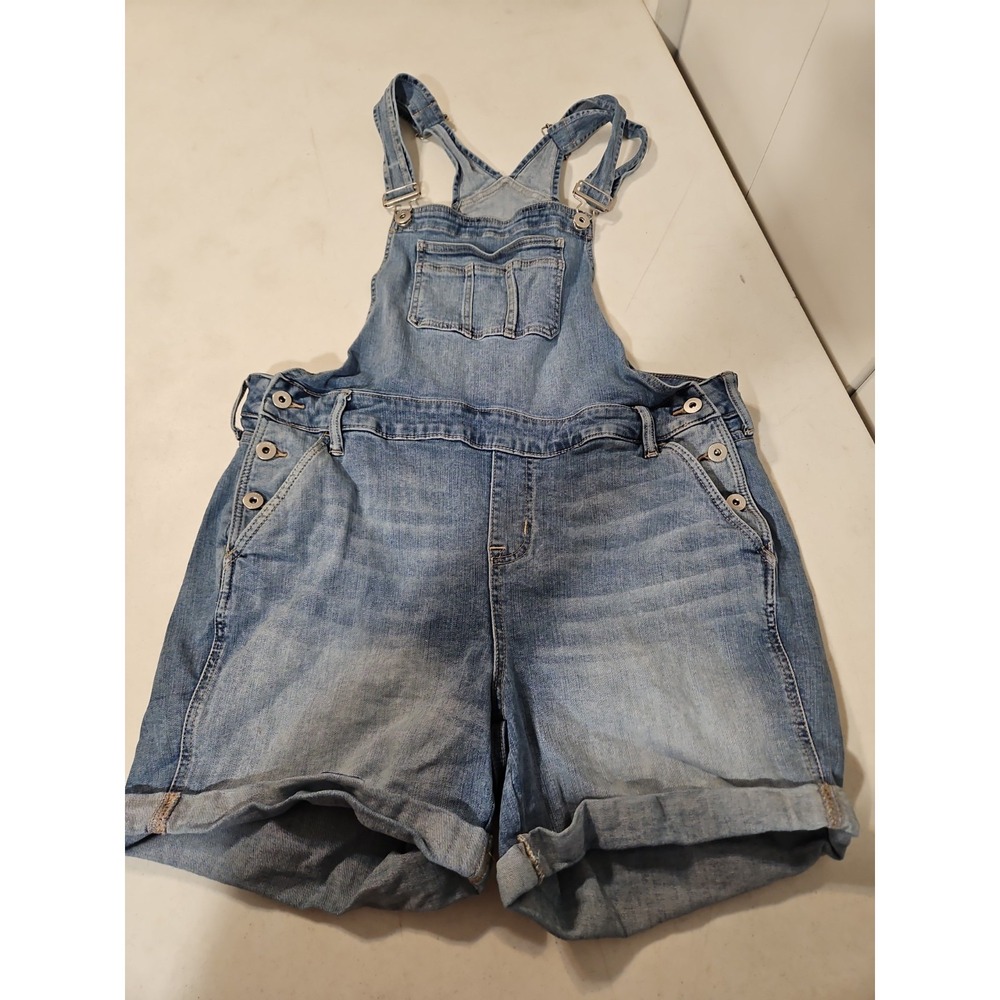 Torrid Denim Bib Shortalls Womens Size 16 Light Wash Overall Jean Shorts (1835